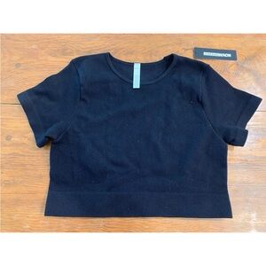 Fashion Nova Sport Women's Top 1X/2X Stretch Crop Blue Short-Sleeve Fitted NWT